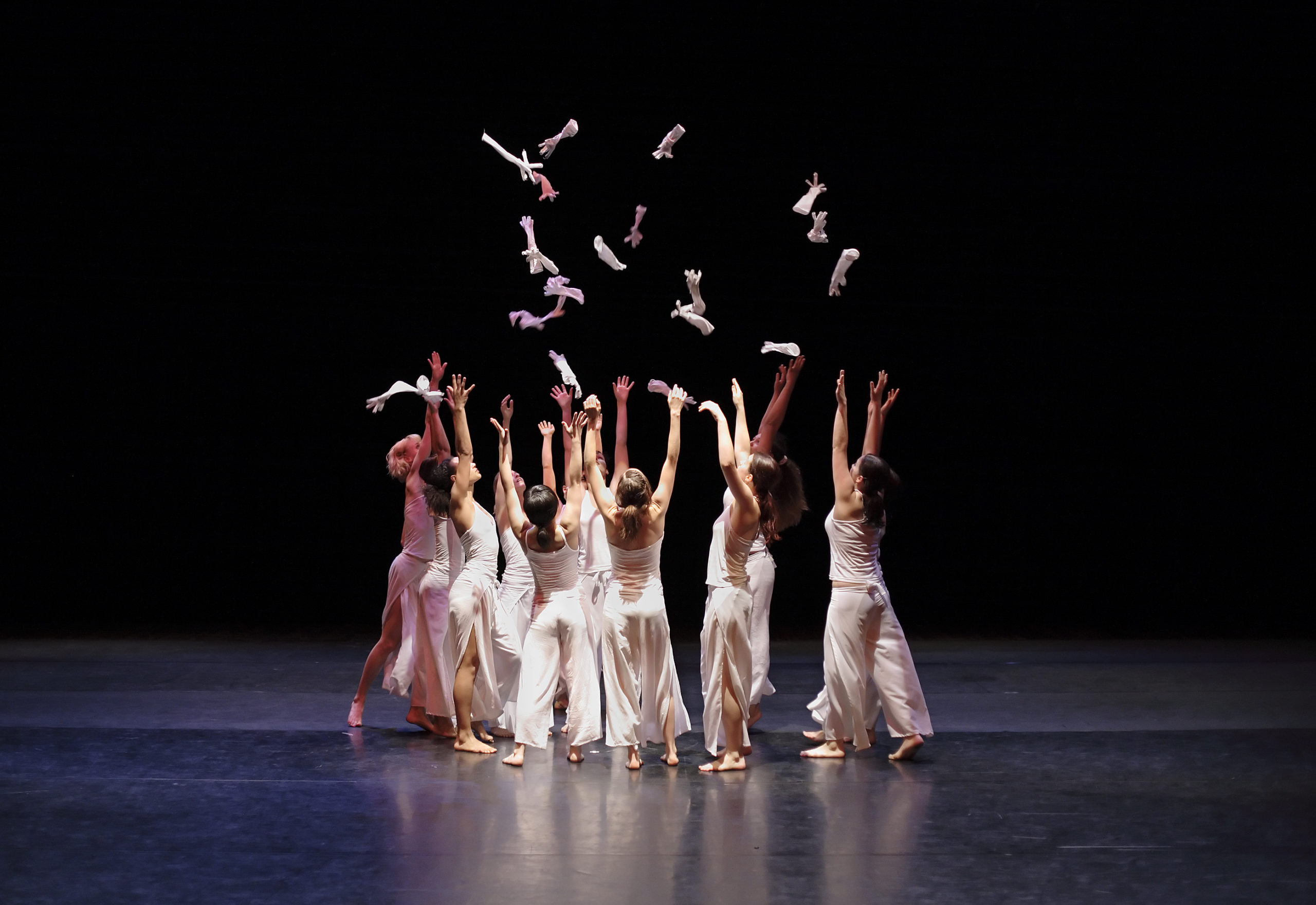 Contemporary dancers on a stage